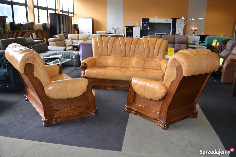 Komplet 321 CEZAR 100 SKÓRA MEBLE PYKA Wyprzedaż Przystajń sprzedam