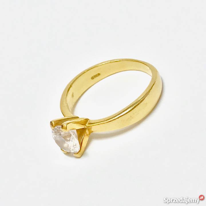 Złoty PIERŚCIONEK 18K przepiękny BRYLANT 07ct złote Pierścionki mazowieckie Warszawa