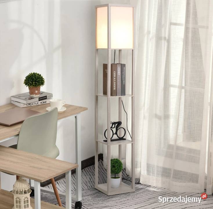 Lampa podłogowa stojąca z 3 półkami biały dąb Brzesko sprzedam