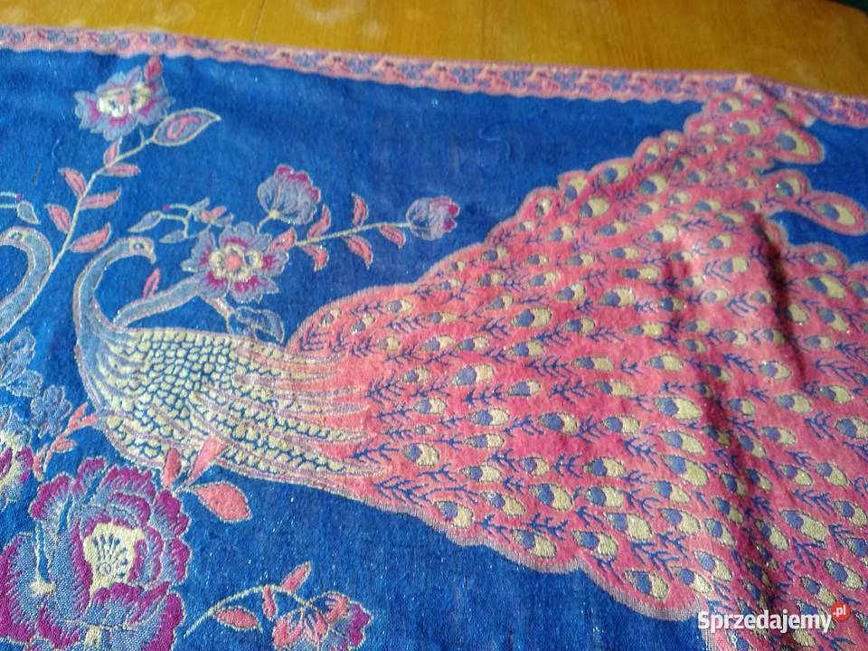 Szal192x68 w pawie złota nitka Dodatki pomorskie Miłobądz sprzedam