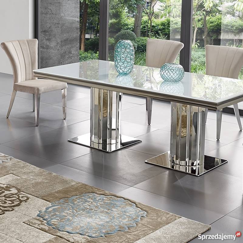 Stół Retford 200x100 blat kamienny stylowy stolik meble glam