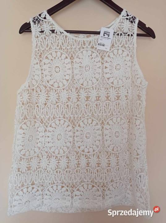 Ażurowa bluzka Peacocks L biały Hajnówka
