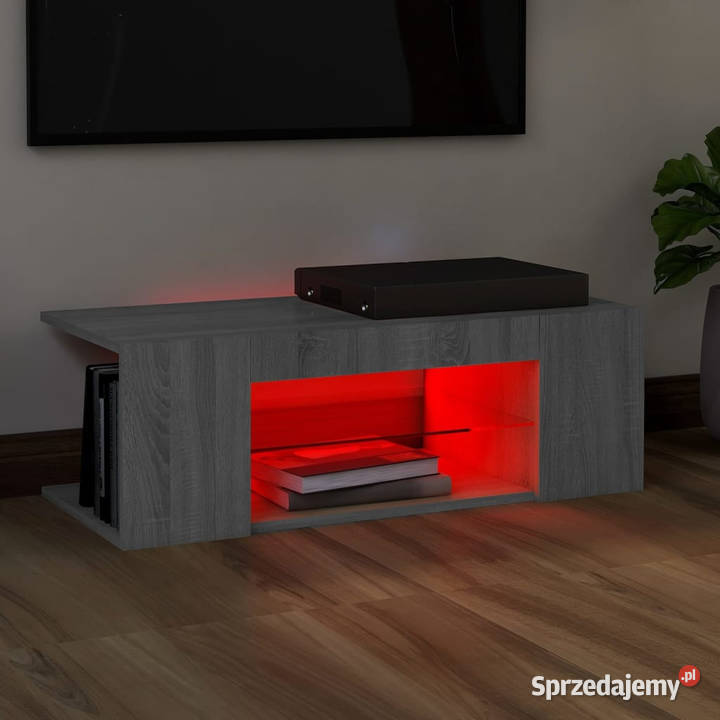 Szafka pod TV z oświetleniem LED szary dąb RTV Meble Warszawa