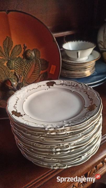 Talerzyk deserowy zloty liść KPMGermany Antyki, Sztuka, Kolekcje sprzedam