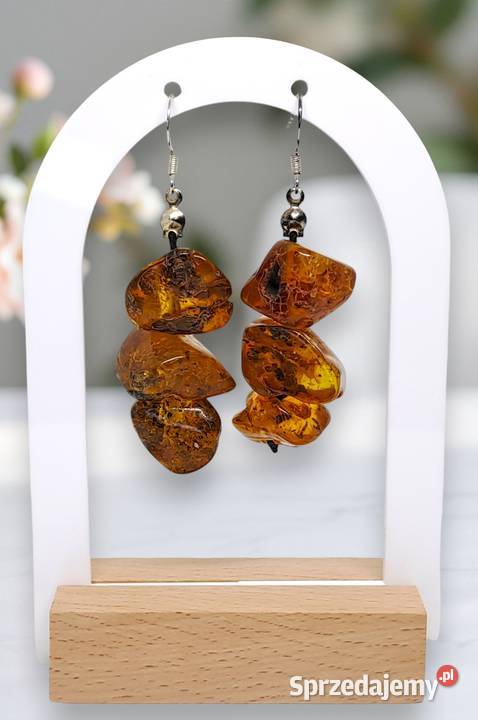 Kolczyki z BURSZTYNU bursztyn bałtycki bryłki Biżuteria Warszawa