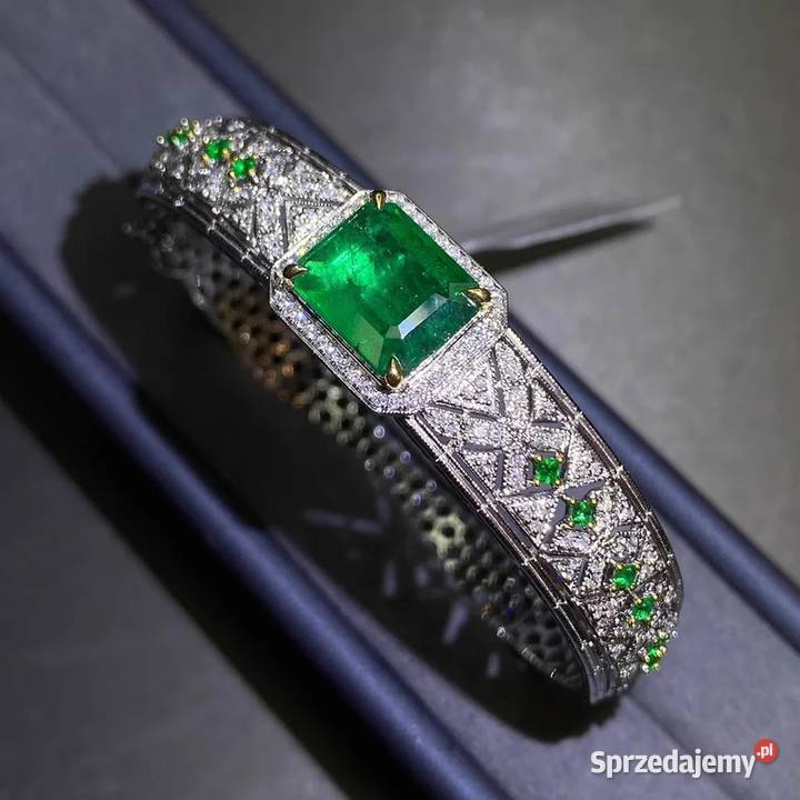 Elegancka bransoletka srebrna ze szmaragdem srebrne sprzedam
