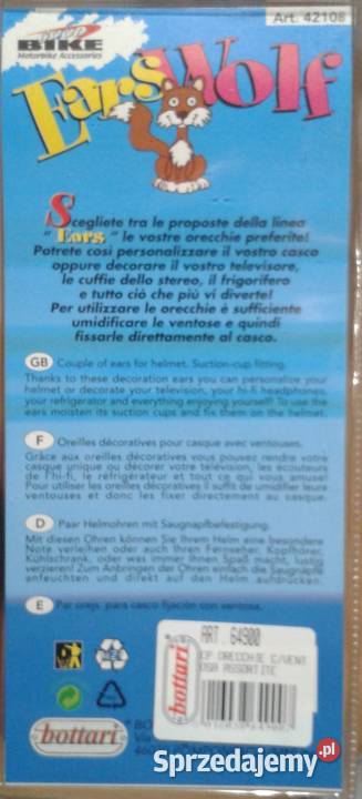 USZY WILKA NA PRZYSSAWKI na kask słuchawki TV 2 Pozostałe Wołczyn