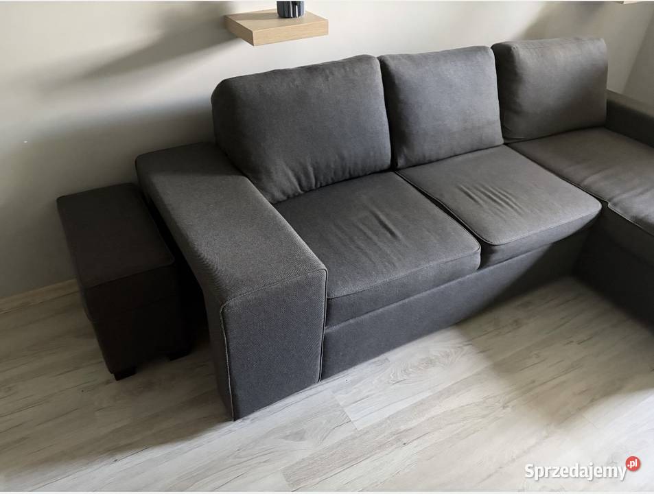Kanapa z szezlongiem funkcja spania chowana pufa Łódź