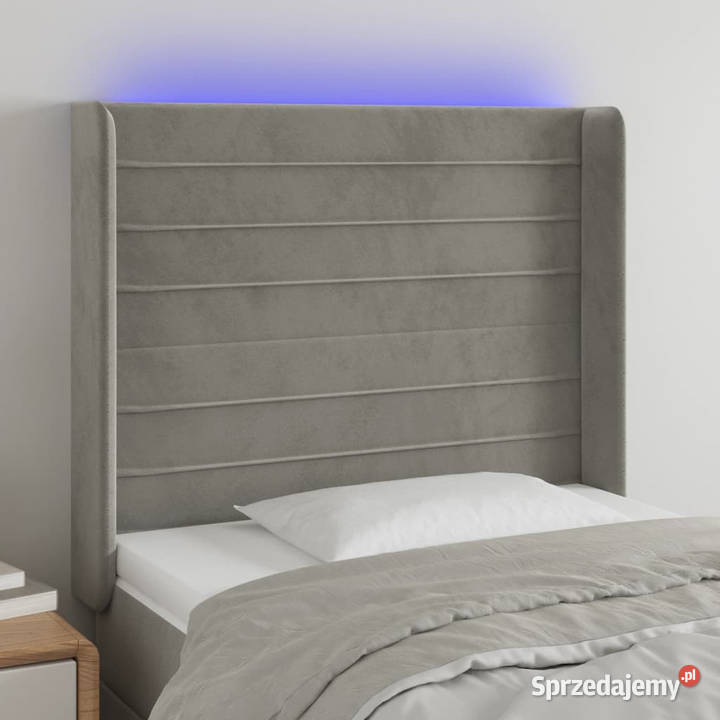 Zagłówek do łóżka z LED jasnoszary 83x16x118128 Warszawa