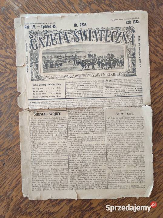 1935 gazeta świąteczna antyk unikat okaz Antyki Kielce sprzedam