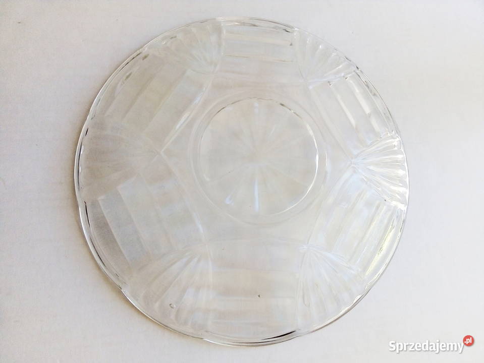 szklany talerz patera huta Niemen vintage PRL przezroczysty śląskie Częstochowa
