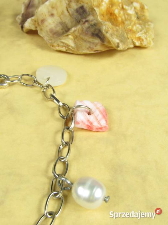 Naszyjnik bransoletka kolczyki zestaw biały róż Katowice