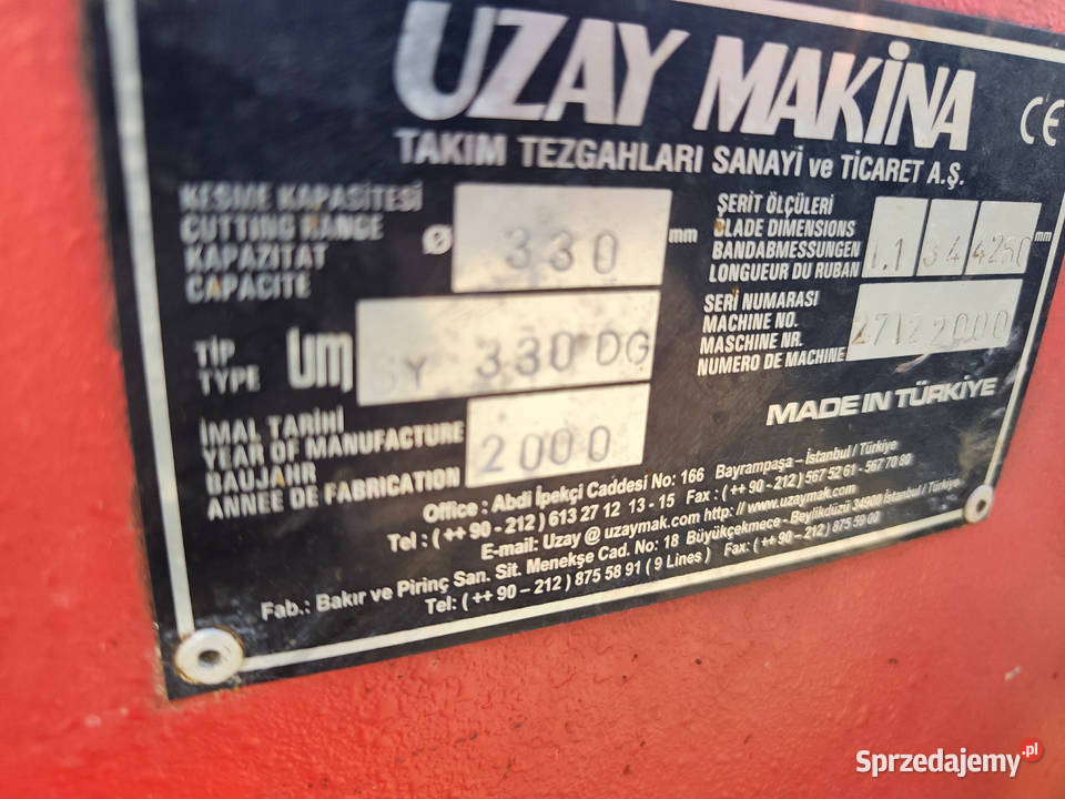 Piła taśmowa do metalu Uzay Makina sy 330 dg Strzyżew