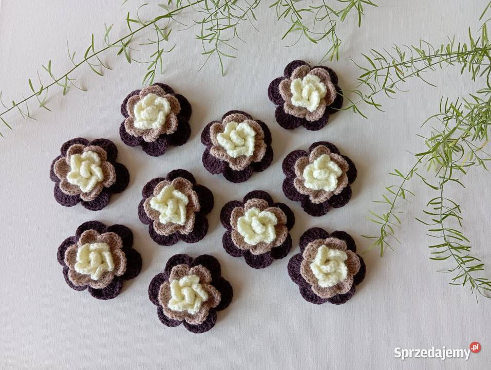 Szydełkowe kwiatki cappuccino 7 pomorskie Kwidzyn