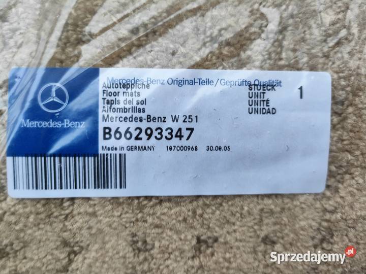 Oryginalne dywaniki welurowe Mercedes W251 Bolewice