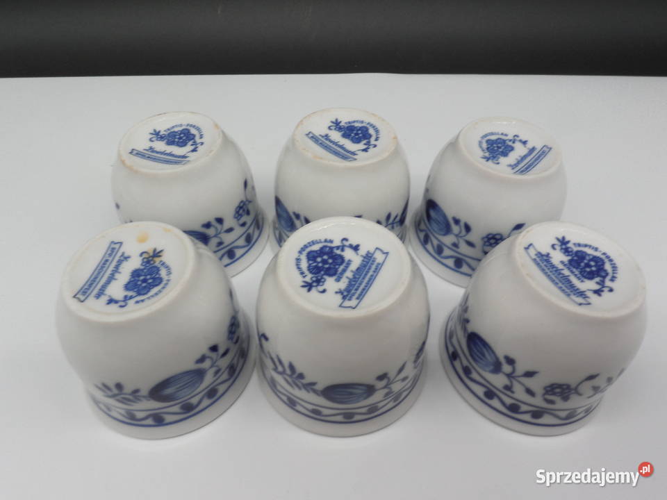 Kieliszki do jajek wzór cebulowy porcelanowe Raszków