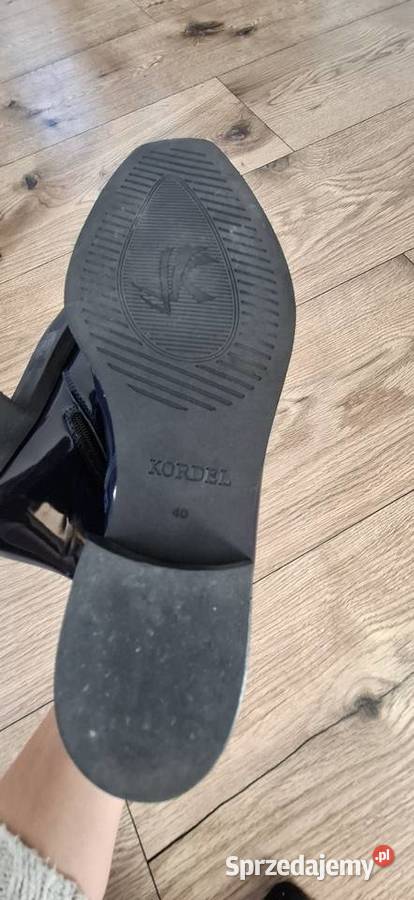 Nowe lakierowane skórzane botki Kordel granatowe małopolskie Kraków