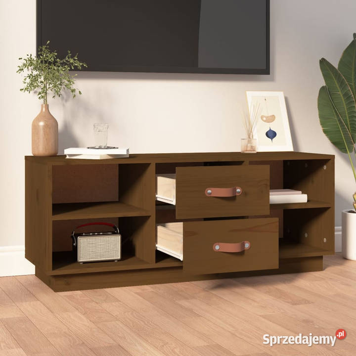 Szafka pod TV miodowy brąz 100x34x40 lite drewno Warszawa