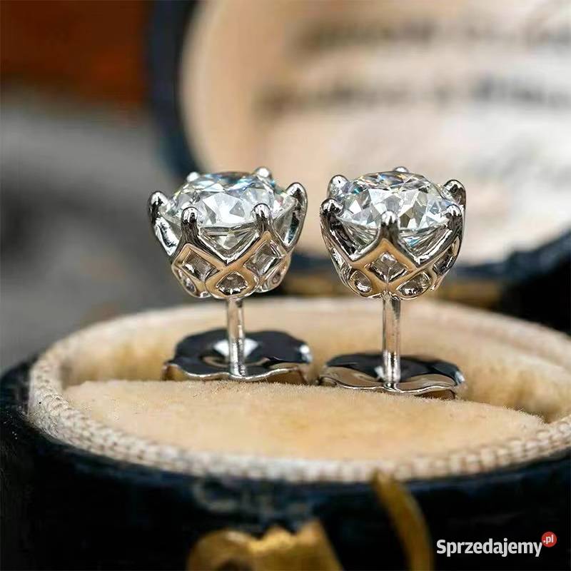 Kolczyki srebro próba 925 Moissanit diamen Świdnica