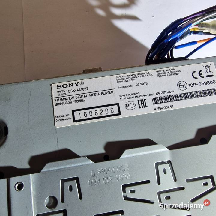 Radio samochodowe SONY DSXA410BT Bluetooth Aux Dzierzby Szlacheckie