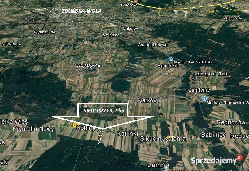 sprzedaży gruntu 8800m2 Kotliny