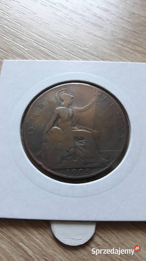 1 Pens 1909 rEdward VII WBrytania rzadkość wielkopolskie Konin