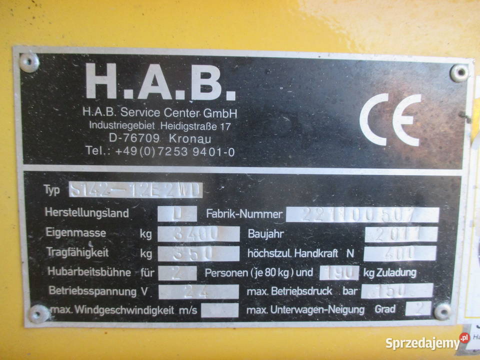 Podnośnik nożycowy 14 m HAB S14212E2WD wielkopolskie Pleszew