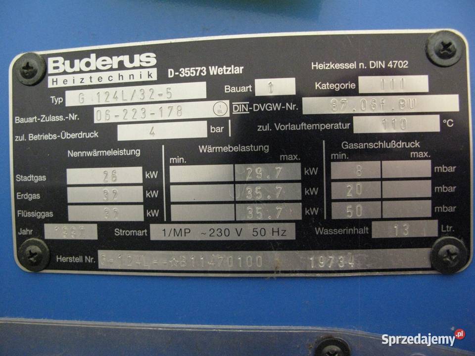 Kocioł gazowy Buderus G124L32kWCWU Ecomatic 4000 lubuskie Żary