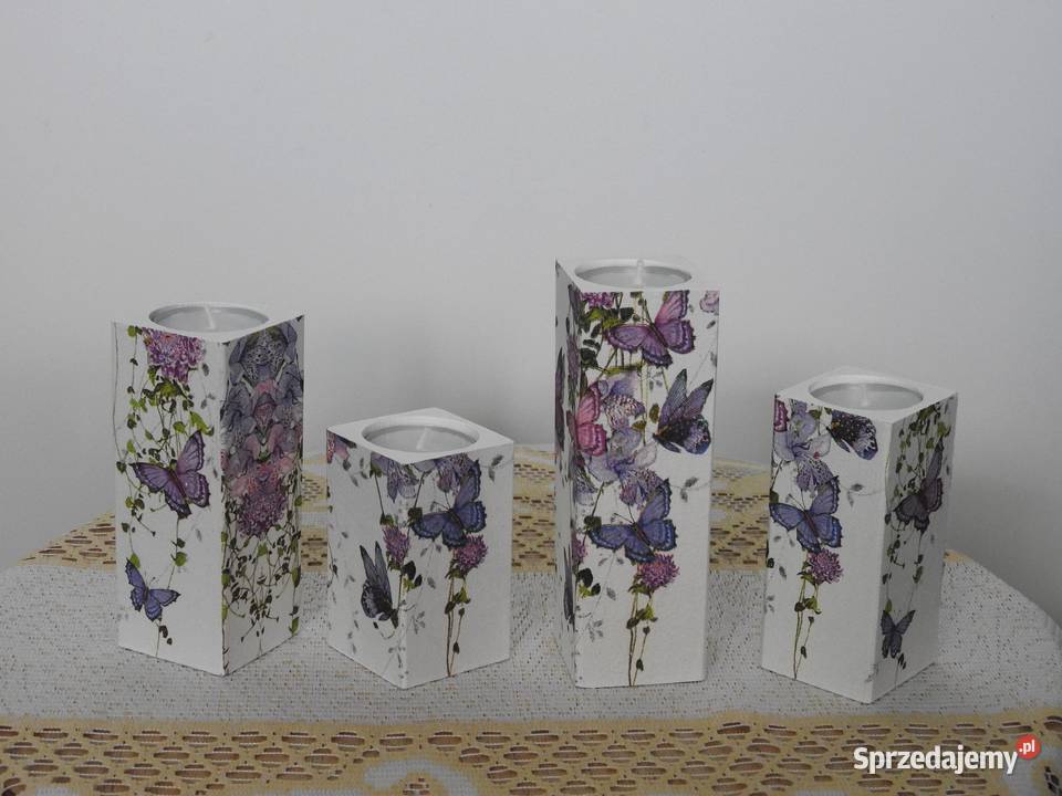 Wieczne świeczniki zestaw handmade drewniane Bytom
