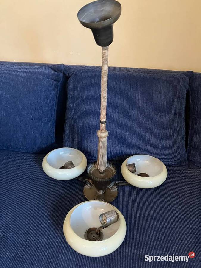 Piękna stara wisząca lampa art deco mosiądz lata Nisko