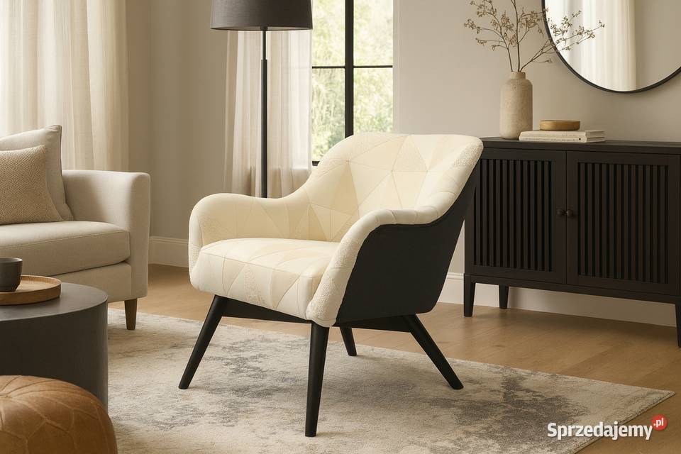 Fotel Patchwork Kubełkowy Retro Nowoczesny Kazimierz Biskupi