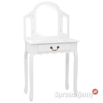 Toaletka ze stołkiem biała 65x36x128 drewno