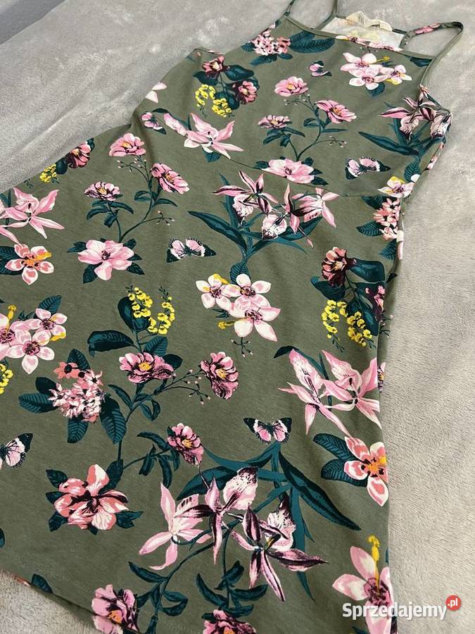 Sukienka khaki w kwiatki HM NOWA Jasło
