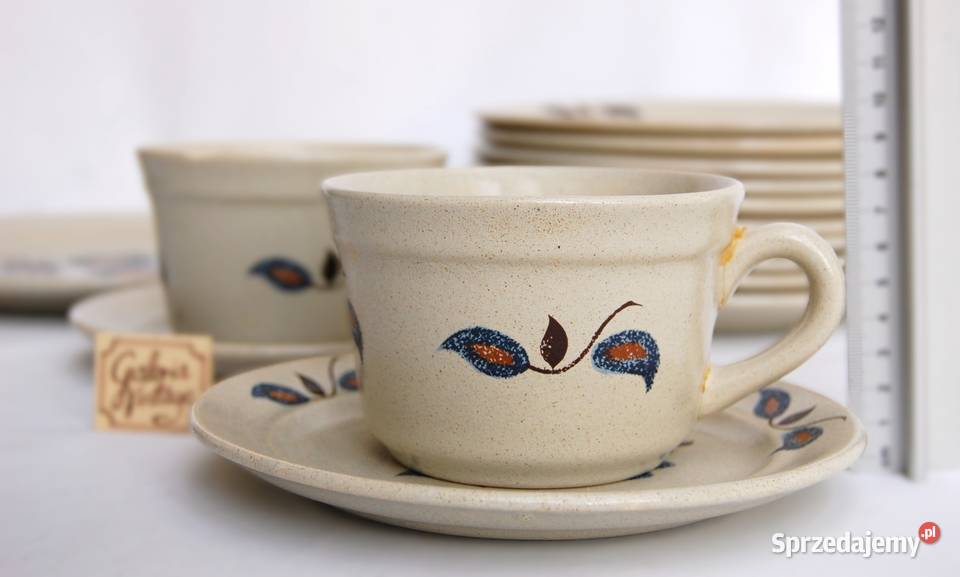 Serwis deserowy talerze filiżanki kamionka Lublin