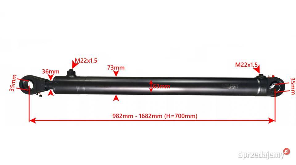 Siłownik Hydrauliczny 63x36 SKOK 700 MOCOWANIA Solec Kujawski