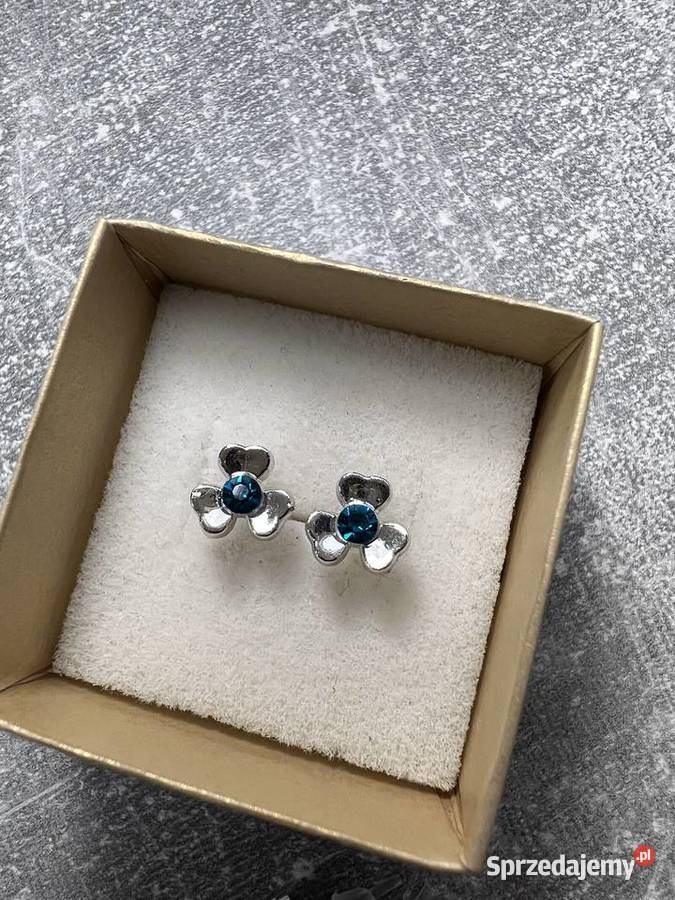 Kolczyki srebrne z zielonym diamentem