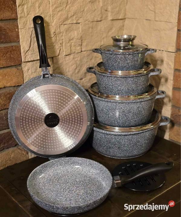 Garnki marmurkowe 12 el szare czarne Poznań