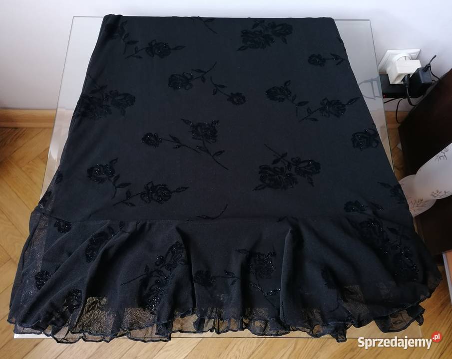 CZARNA OŁÓWKOWA SPÓDNICA Z FALBANĄ BONMARCHE czarny Łódź