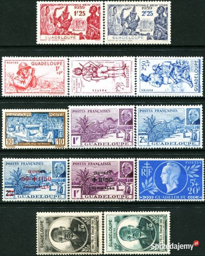 GWADELUPA 19391945kompletne serie Filatelistyka Człuchów