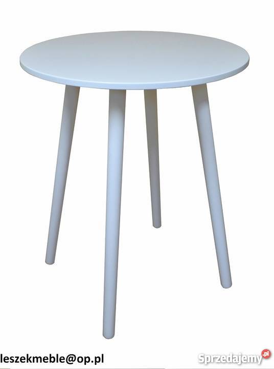 STÓŁ OKRĄGŁY 80 BIAŁY STOLIK ŁAWA BLAT DĄB MDF Tołkiny