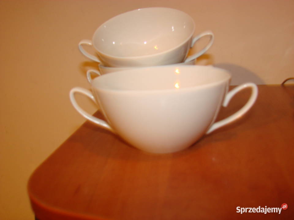 Chodzież biała porcelanowa bulionówka PRL Pruszcz Gdański