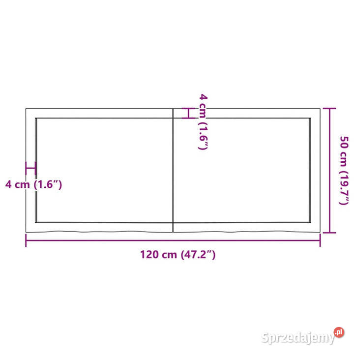 Blat stołu ciemnobrązowy 120x50x24 lite drewno