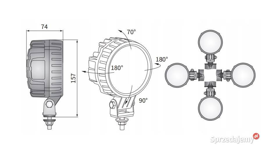 LAMPA ROBOCZA 6xLED 25W 1224V 2000LM Z PRZEWODEM Oświetlenie Lublin