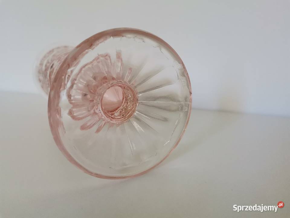 Stary różowy wazon kielich szkło Ząbkowice