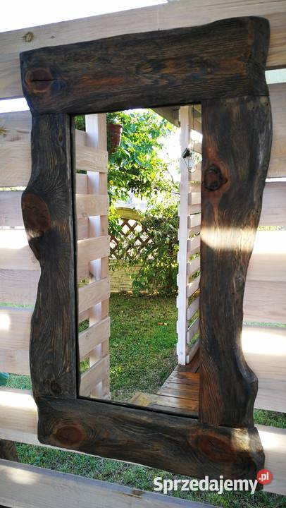 Lustro drewniane vintage rustykalny loft 3cm Pozostałe Radków