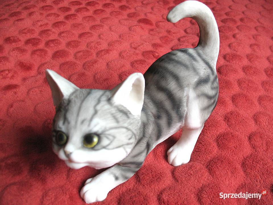 Kot szary duży kotek stara figurka ceramika 15 x mazowieckie Siedlce sprzedam