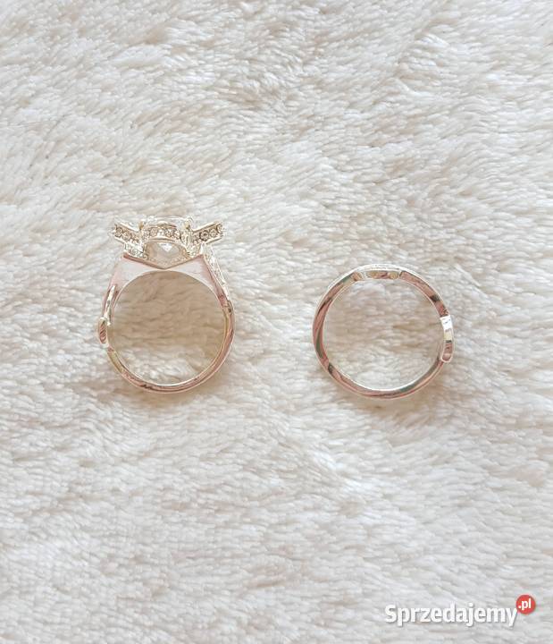 Nowy pierścionek podwójny srebrny kolor kwiat Szczecin sprzedam