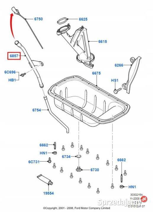PROWADNICA BAGNETU OLEJU FORD FIESTA 0112
