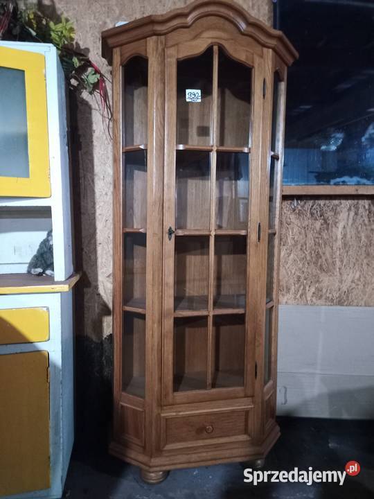 Witryna przeszklona z szufladą Dąb Kozy