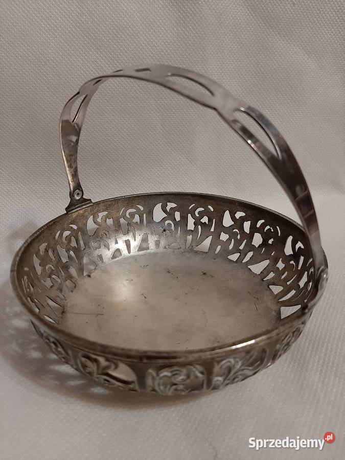 Śliczny platerowany koszyczekpatera sygnowany kujawsko-pomorskie Inowrocław